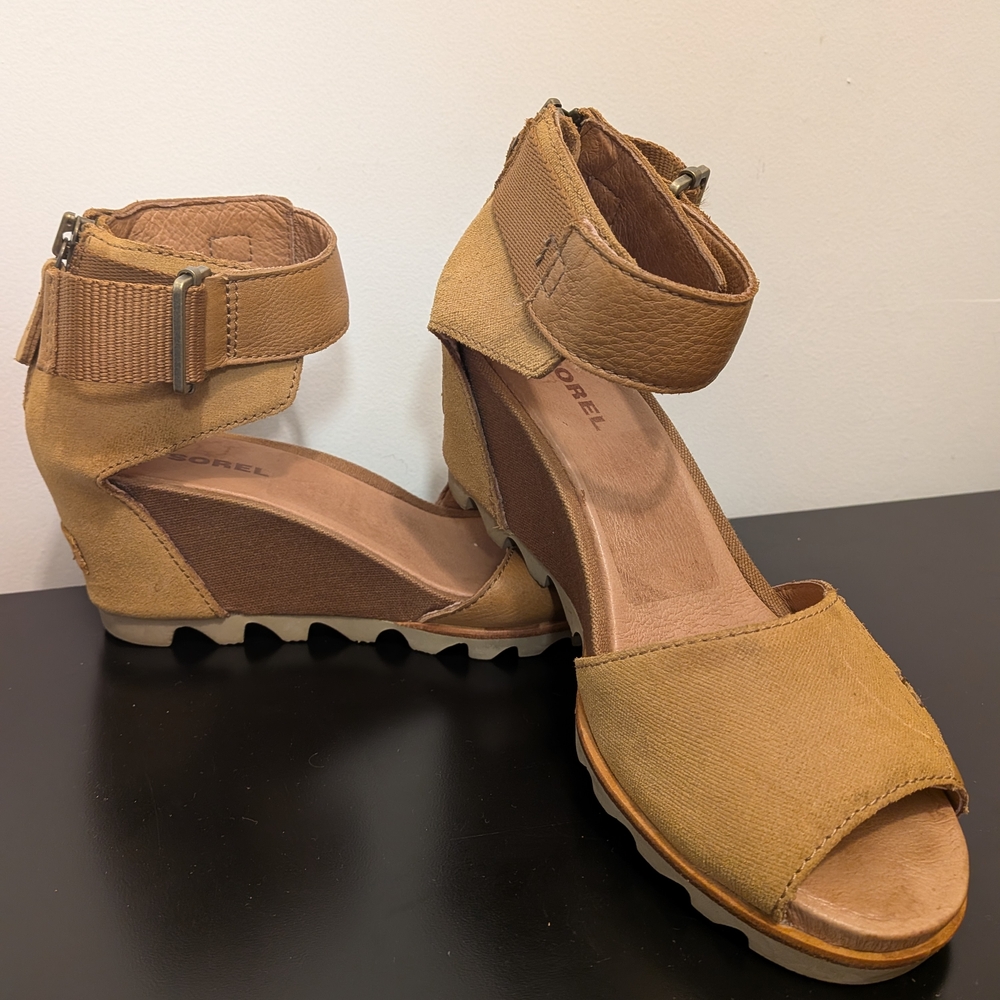 Sorel Brown Wedge Sandals